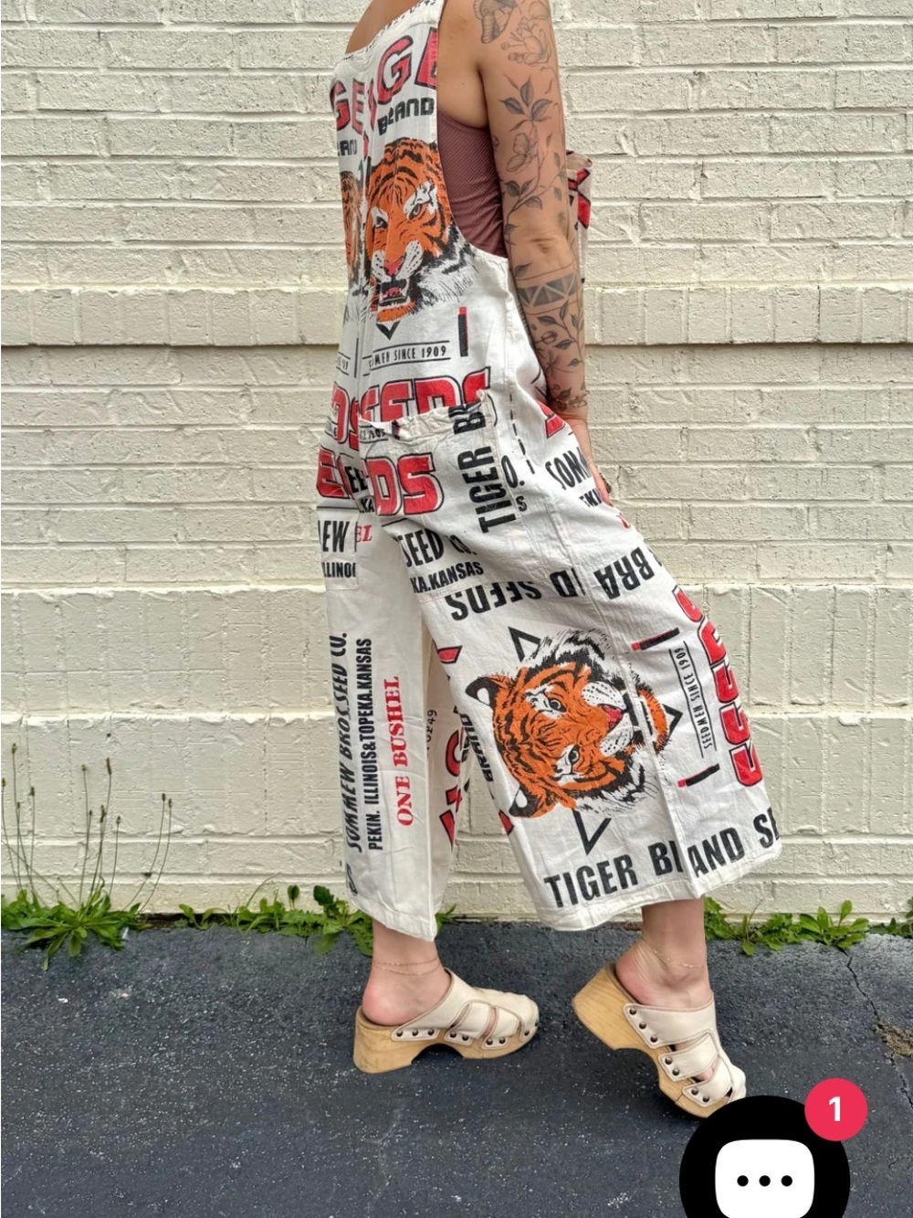 NWT Tiger Wide Leg Sack Overalls- One Size Fits Most #0037 & #0066 - Picture 6 of 9